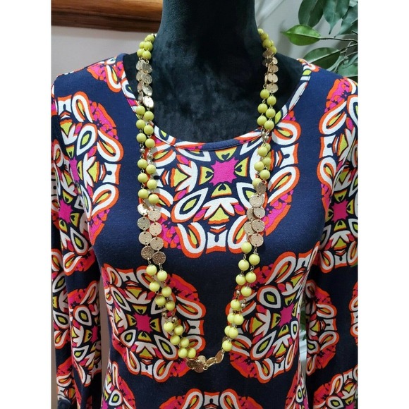 Crown & Ivy Women's Blue Polyester Round Neck Long Sleeve Knee Length Dress S - Picture 2 of 10